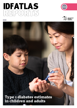 T1D report cover with mum giving her son insulin